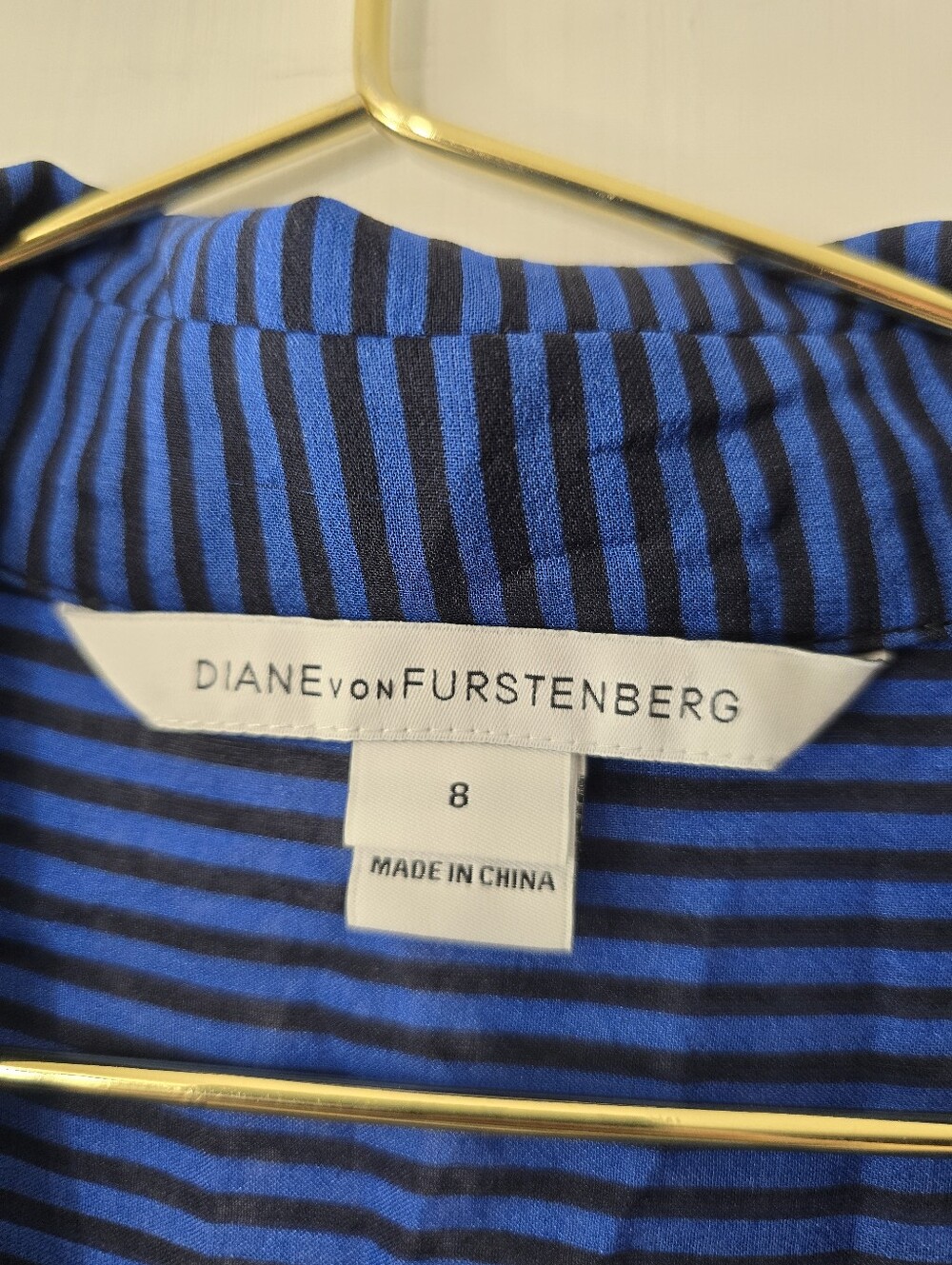 DVF Diane Von Furstenberg Lorelei 2 Silk Button Up Down Stripe Roll Tab Blouse 8 - Picture 12 of 12